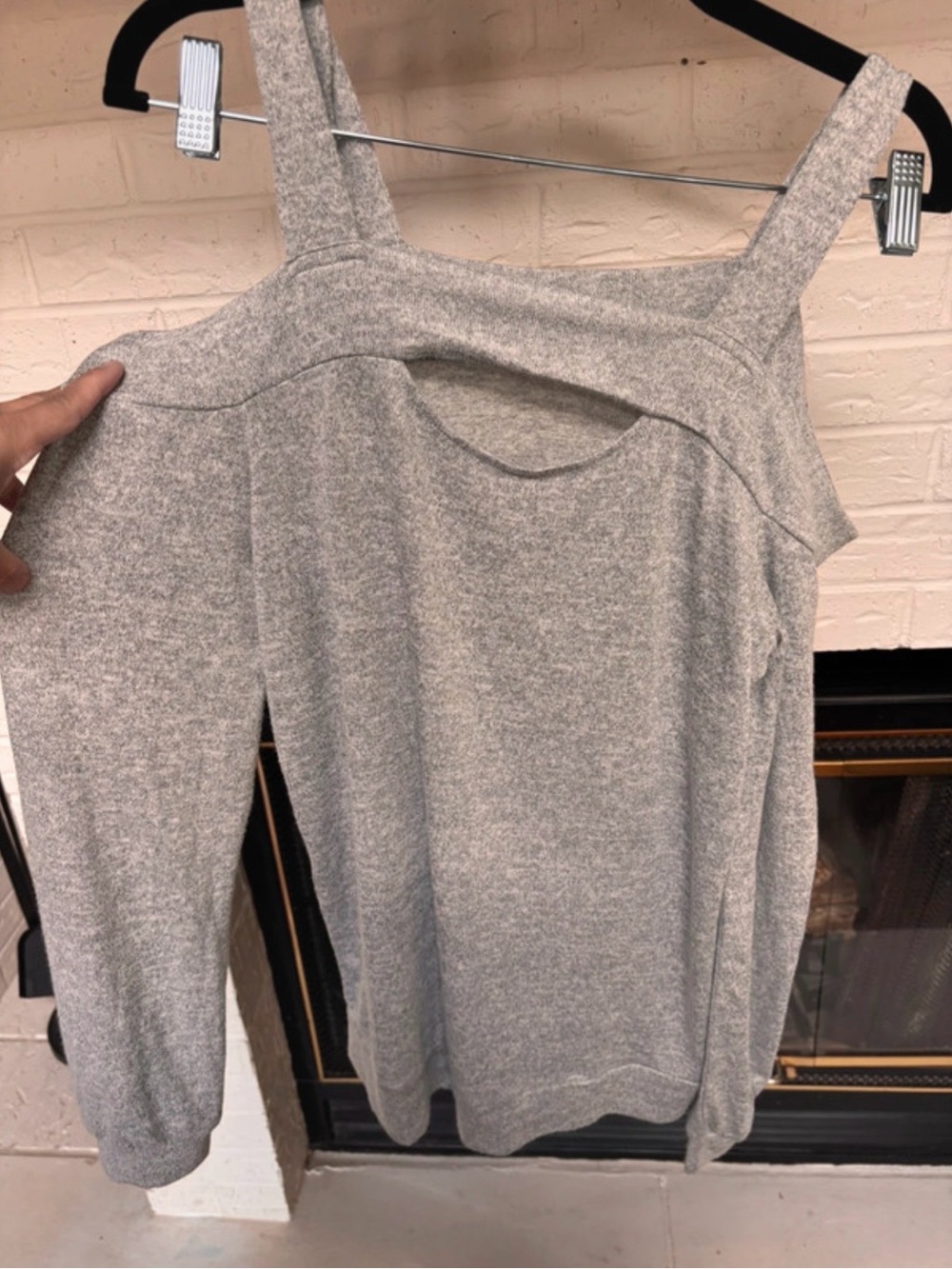 Gray Cold-Shoulder Sweater Top